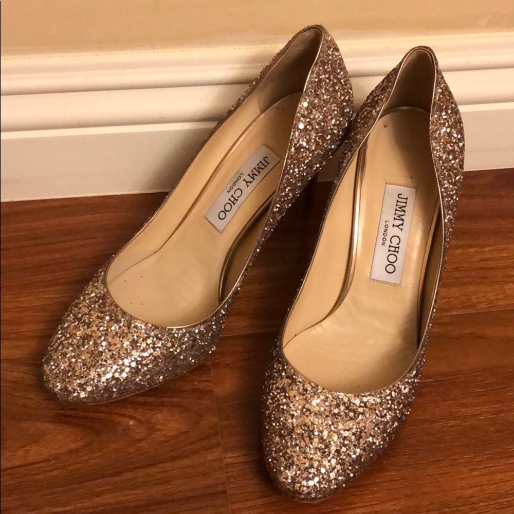 Jimmy Choo Esme Glitter heel in size 37.5